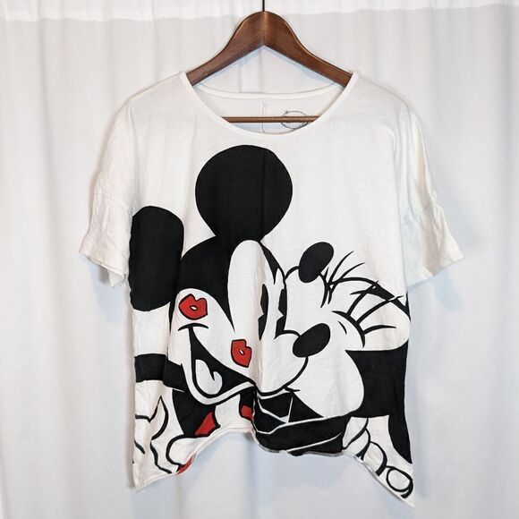 ✨Disney Mickey Mouse Minnie Mouse Crop Top Shirt - Size 11/13 - Picture 1 of 4